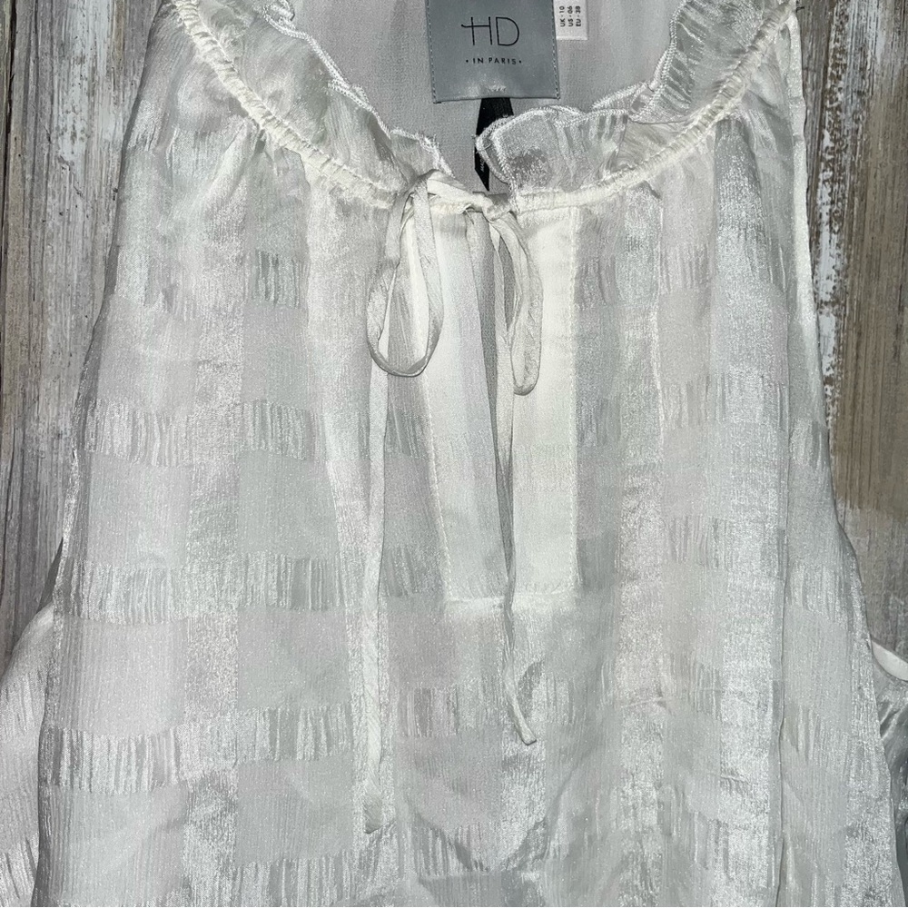 HD in Paris Silk Shadow Pane Tank White Sleeveless Blouse Size 6 Anthropologie - Picture 5 of 7